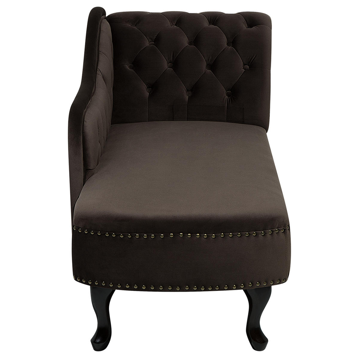 CHAISELONGUE Samtstoff dunkelbraun rechtsseitig Nimes - Braun, Textil (170/79/61cm) - Beliani