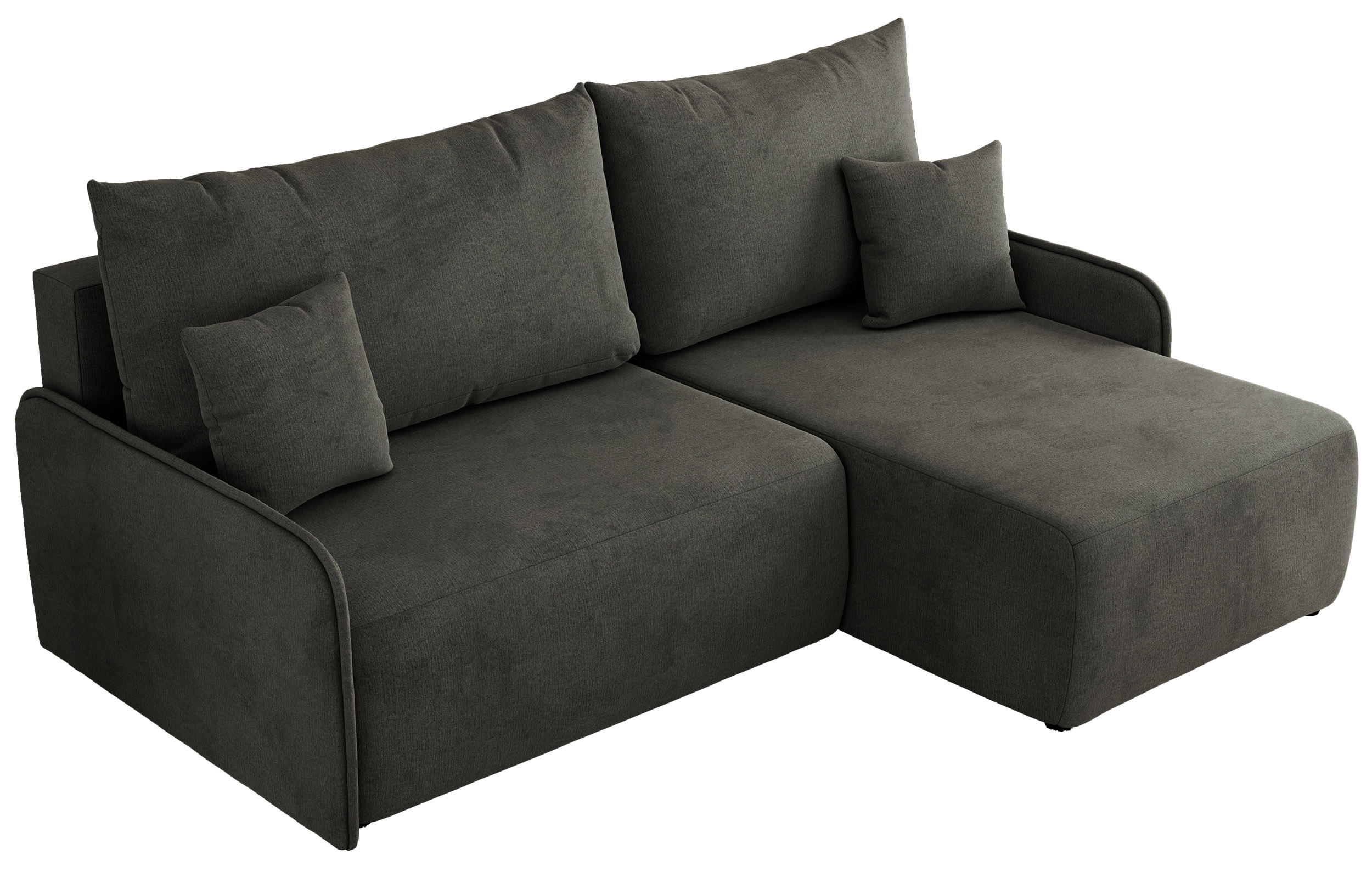 ECKSCHLAFSOFA ARPA L Dunkelgrau Velvet - rechts - Dunkelgrau/Schwarz, Kunststoff/Textil (150/198cm) - MKS