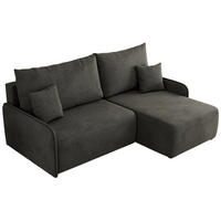 ECKSCHLAFSOFA ARPA L Dunkelgrau Velvet - rechts - Dunkelgrau/Schwarz, Kunststoff/Textil (150/198cm) - MKS