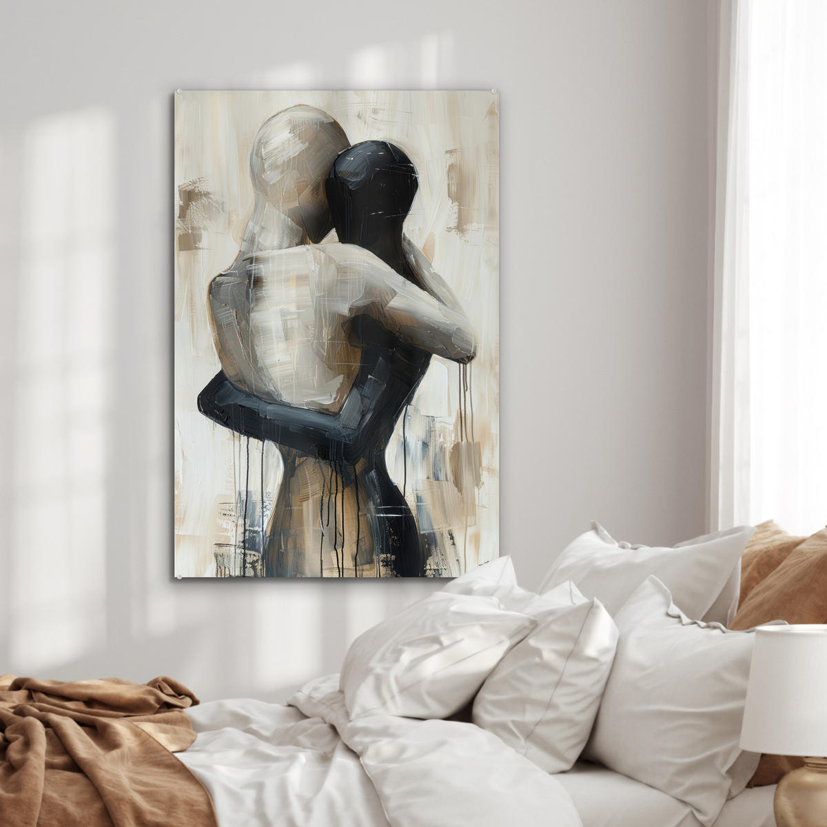 ACRYLGLASBILD Abstrakt - Liebe - Schwarz und weiß - Modern 60x90 cm - Schwarz, Glas (60/90cm) - MuchoWow