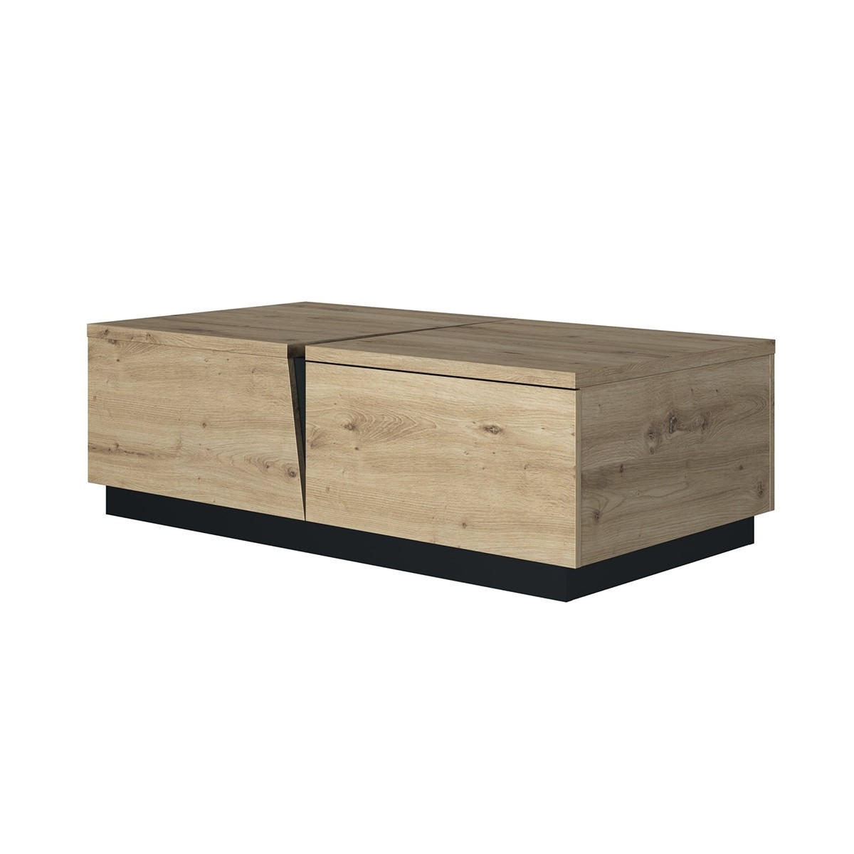 COUCHTISCH 1 Schublade Crack - Französische Herstellung - 114/61/36 cm - Eichefarben, Holzwerkstoff (114/61/36cm) - Calicosy