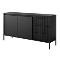 KOMMODE Schwarz 153 2D3S ENSO Gerillt - Schwarz, Holzwerkstoff (153.5/81.4/39.5cm) - Sepro Meble