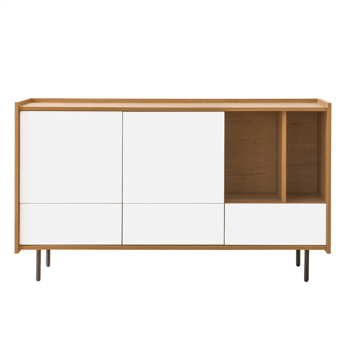 SIDEBOARD Nadine Natur - Weiß 139.5 cm x 80 cm - Braun, Holzwerkstoff (139/80/41cm) - Kenay Home