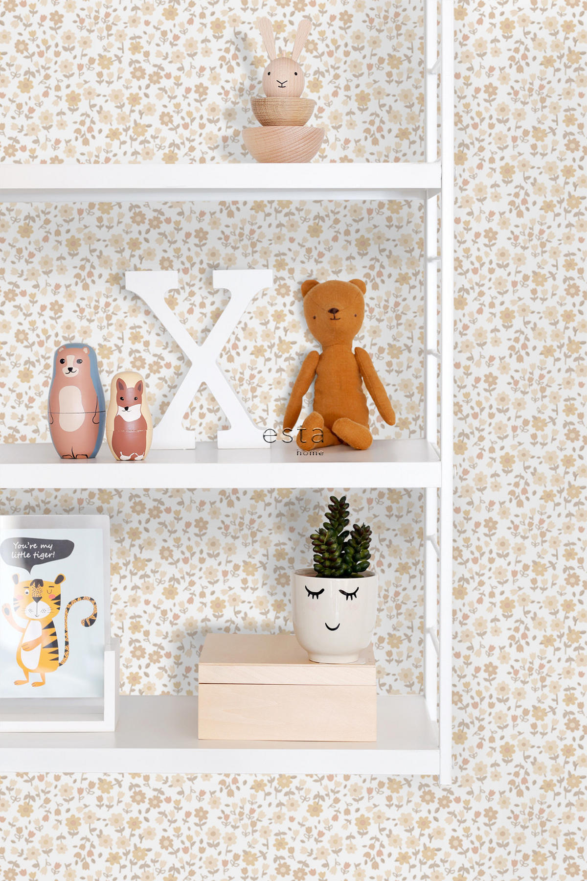 TAPETE Blumen 53 cm x 10.05 m - Beige, Papier (53/0.1cm) - ESTAhome