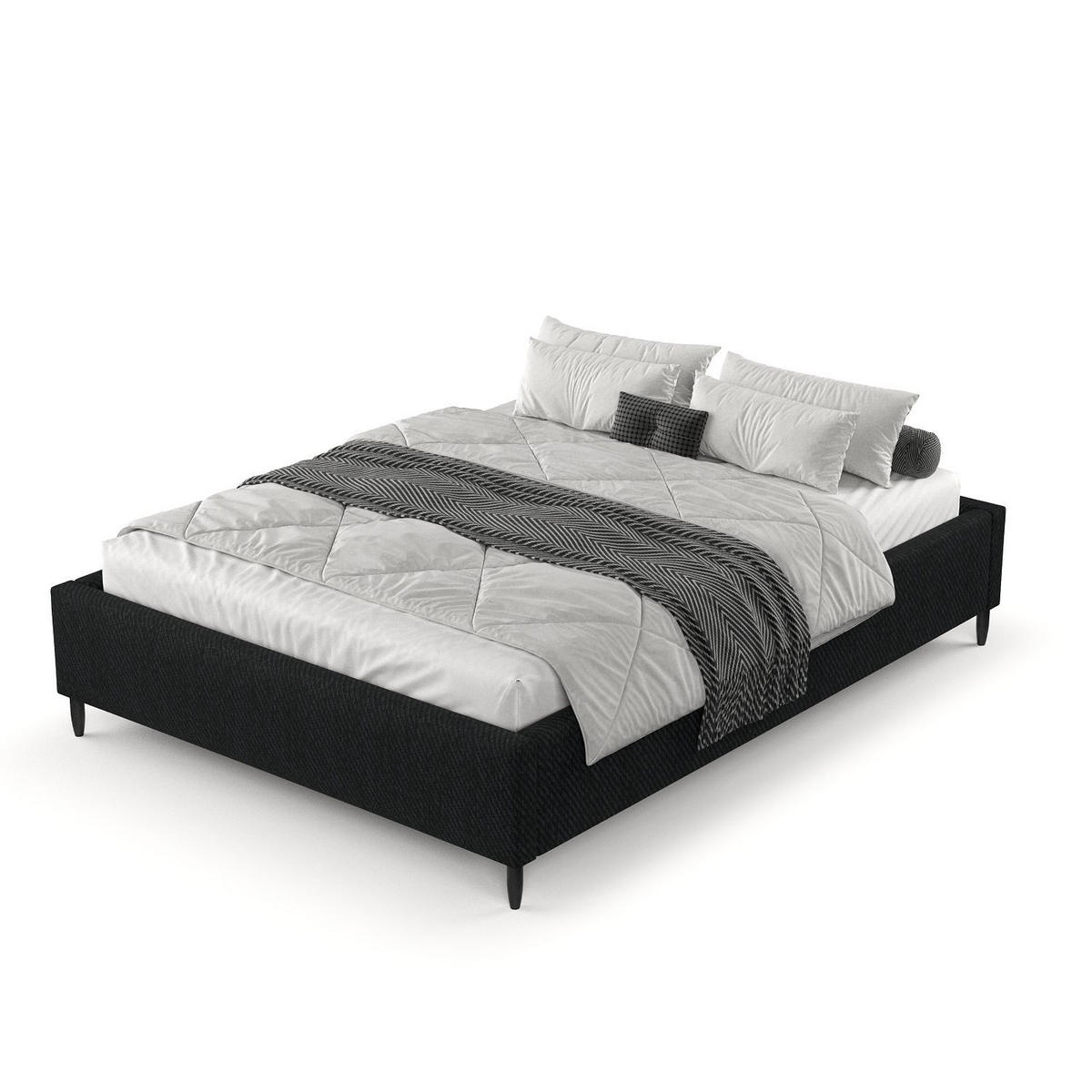 POLSTERBETT Larch Schwarz 140/200 cm im Webstoff - Schwarz/Naturfarben, Holz/Holzwerkstoff (140/200cm) - Maison de Reve
