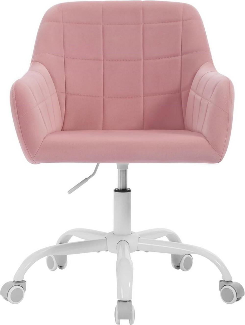 DREHSTUHL drehbar, Bürostuhl ergonomisch, Samt, Rosa - Weiß/Rosa, Kunststoff/Textil (58/77/61cm) - Woltu