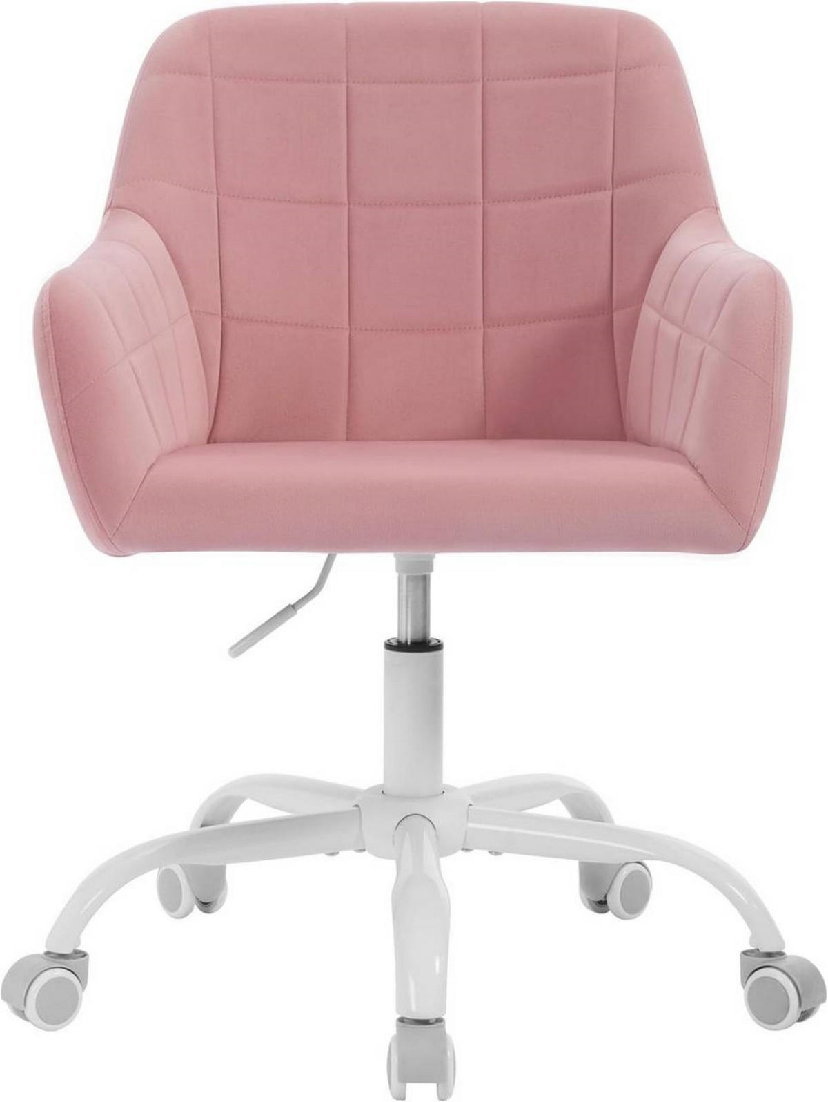 DREHSTUHL drehbar, Bürostuhl ergonomisch, Samt, Rosa - Weiß/Rosa, Kunststoff/Textil (58/77/61cm) - Woltu