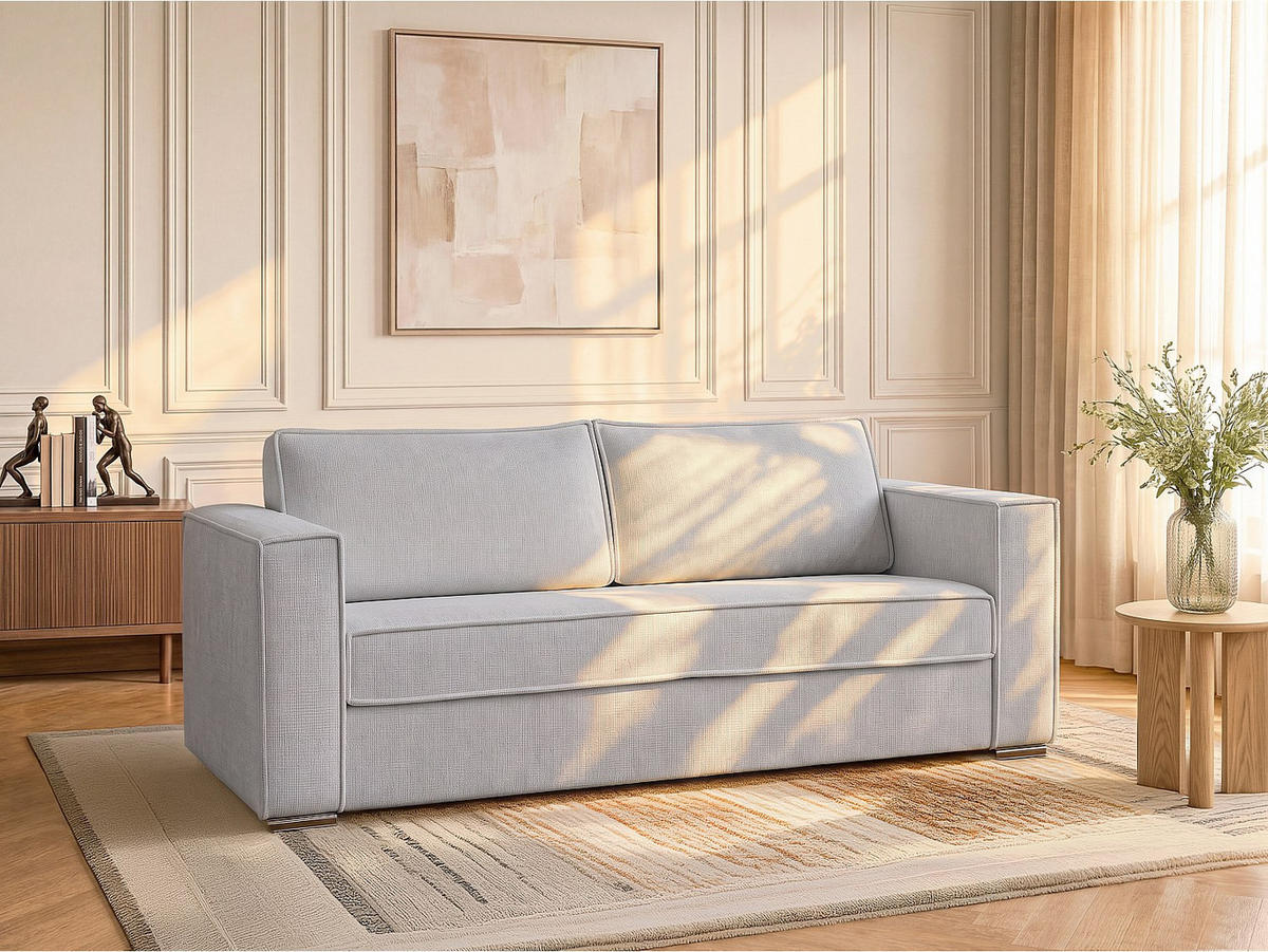 SCHLAFSOFA - 4 Personen - stoff - hellgrau Loreto - Hellgrau, Textil/Metall (218/90/223cm) - Vente-Unique