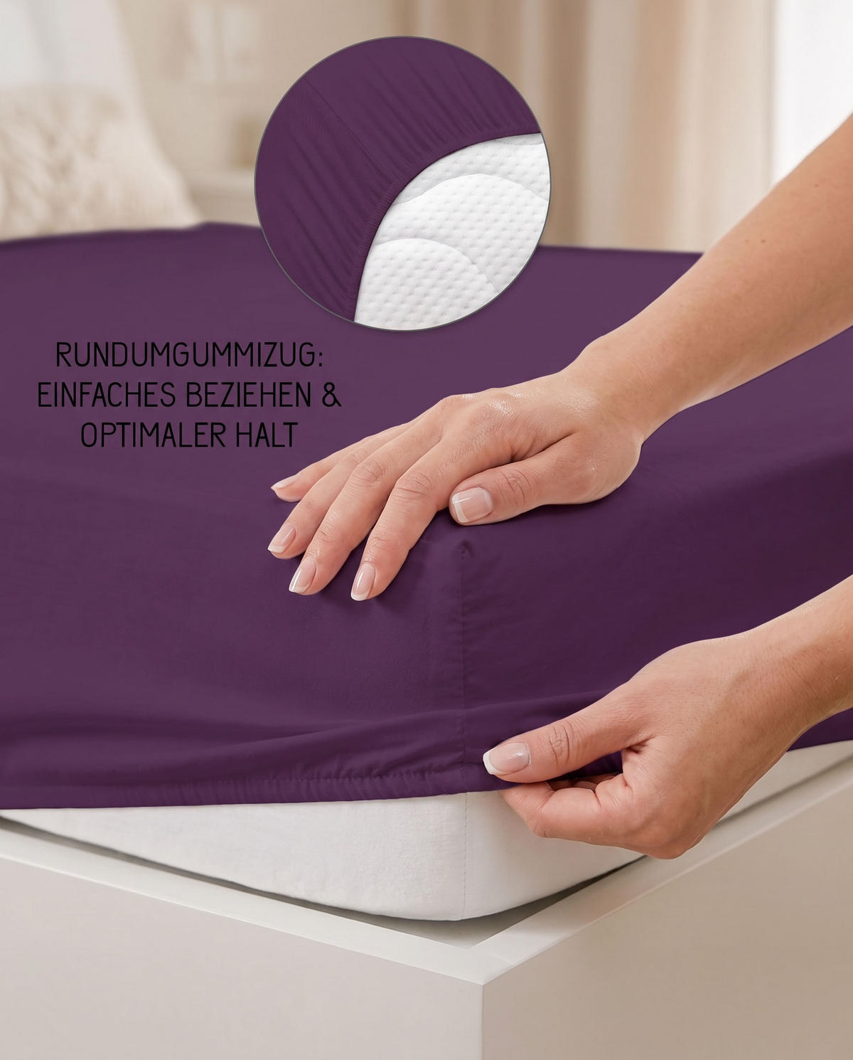 SPANNBETTTUCH Basic Jersey dunkel violett, 140x200 cm - 160x200 cm - Violett, Textil (160/200cm) - biberna