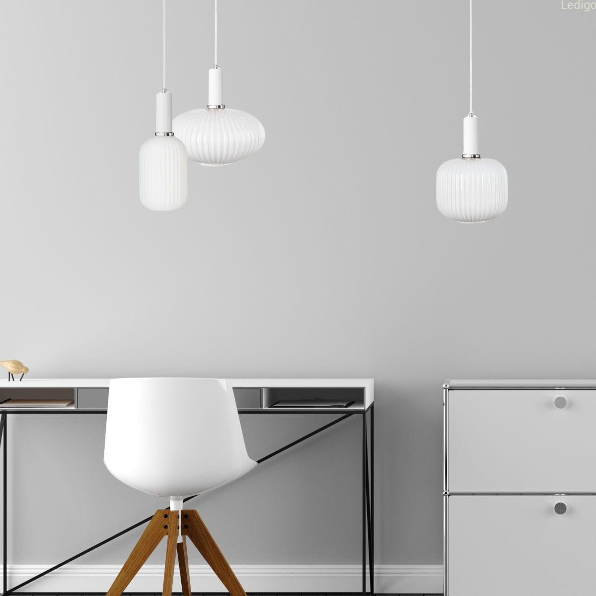 PENDELLEUCHTE Paris - Silberfarben/Weiß, Glas/Metall (30/30/125cm) - kiki design