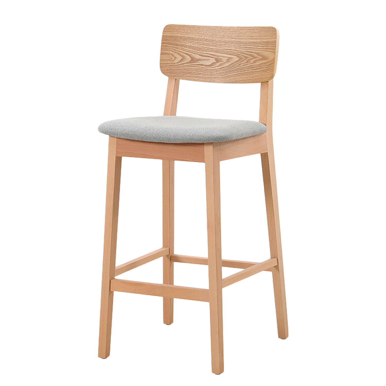 BARSTUHL - Buche teilmassiv / Strukturstoff - Grau / Buche - Buchefarben/Grau, Holz/Holzwerkstoff (40/90/45cm) - home24
