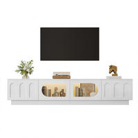 TV-LOWBOARD mit LED, APP-Steuerung, Glastür und Bogentür - Weiß, Holzwerkstoff (200/42/40cm) - FLIEKS