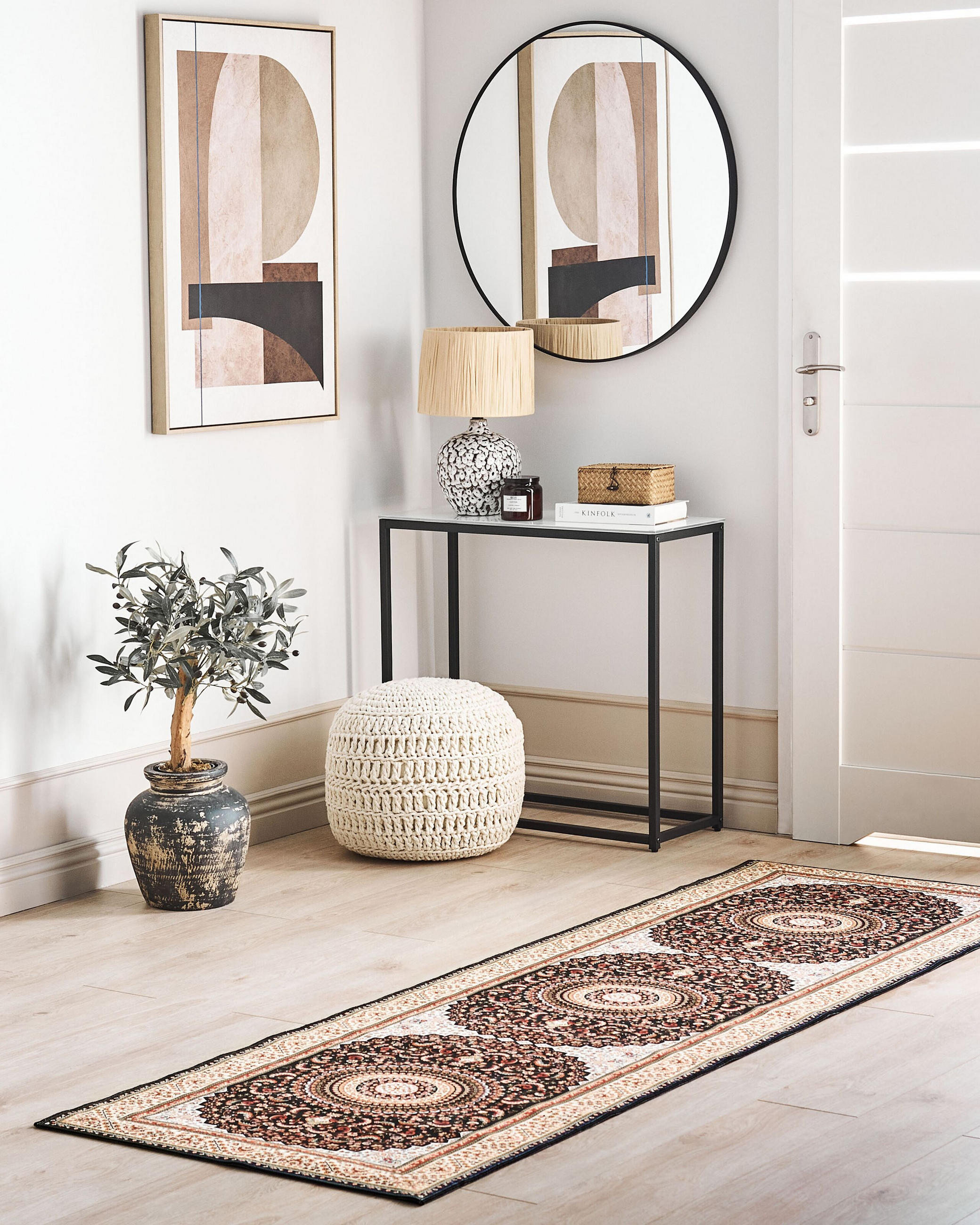 Thumbnail - Beliani Kurzflor-Teppich, Mehrfarbig, Beige, Schwarz, Orange, Grün, Textil, Rechteckig, 80x240 cm, Teppiche & Böden, Tep...