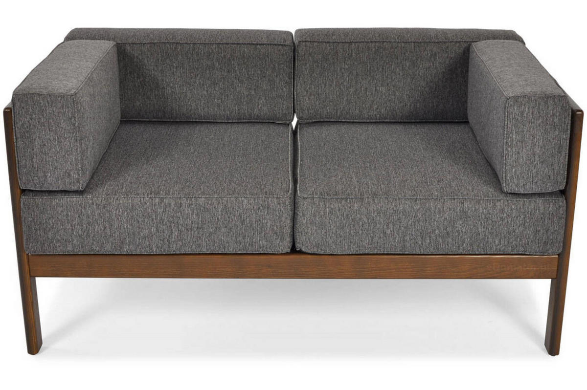 GARTENSOFA Eden Graphit, mit Braun Gestell, Zweisitzer Sofa - Graphitfarben/Braun, Holzwerkstoff (137/72/77cm) - Bettso