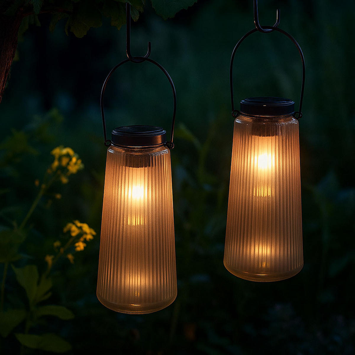 LED AUSSENLEUCHTE Solar Laterne Schwarz - Schwarz, Glas (11.5/11.5/25cm) - Globo Lighting