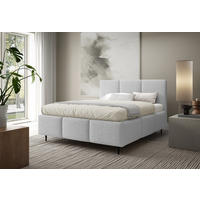 POLSTERBETT VALERIO mit Beinen mit Bettkasten, Bett 180x200,Doppelbett,Lattenrost,Boxspringbett-Optik,ohne Matratze,Schlafzimmer-Grau - Grau, Holz (180/200cm) - Furnistar
