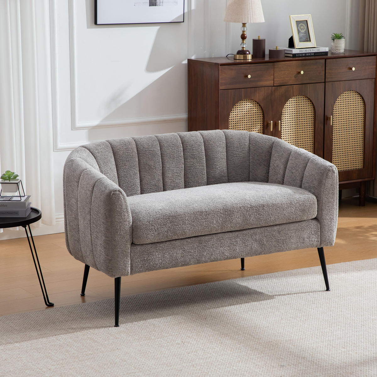 2-SITZER SOFA Chenille Grau mit abnehmbarem Sitzkissen - Grau, Holzwerkstoff/Textil (127.5/76.5/70cm) - WISHDOR