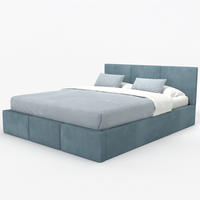 POLSTERBETT mit Stauraum Meerfarbe 120x200cm Kopfteil 88cm - Blau, Holzwerkstoff/Textil (120/200cm) - Muralo