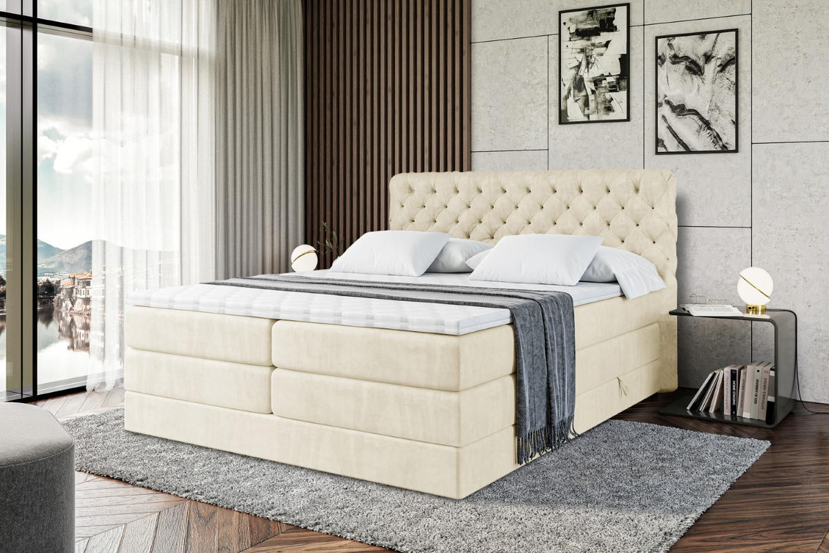 BOXSPRINGBETT BOXI8 KING - 120x200 - H3/H4 - Beige - Beige, Holzwerkstoff (120/200cm) - ALTDECOR