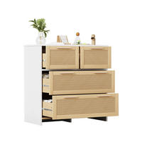 KOMMODE 80/38/80 cm mit 4 Schubladen und Rattanfronten - Weiß, Holzwerkstoff (80/38/80cm) - BEAOK