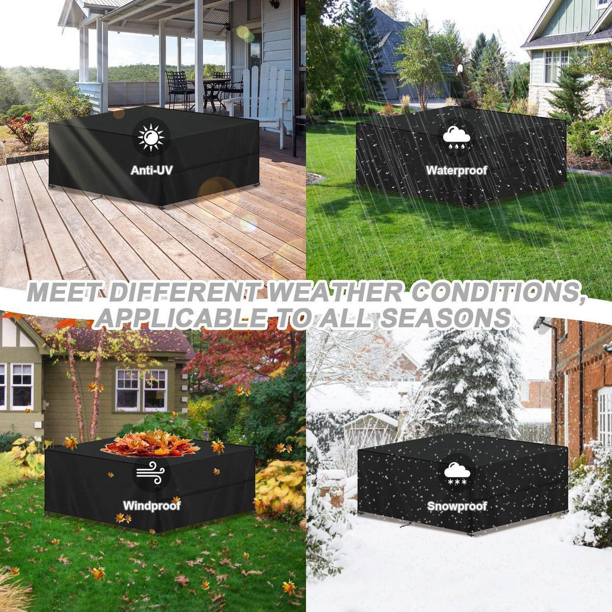 ABDECKHAUBE Gartenmöbel 200x140x90cm Schwarz - Schwarz, Kunststoff (1/1/1cm)