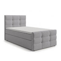 BOXBETT DEFNE 100x200 cm mit Fußteil und Matratze - Hellgrau + TOPPER - Hellgrau/Schwarz, Holz/Holzwerkstoff (100/200cm) - AX Living
