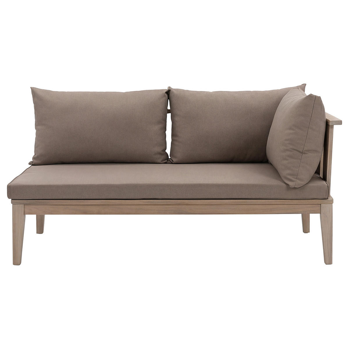 LOUNGESET - 4-teilig - Akazie massiv / Webstoff - Braun / Taupe - Taupe, Holz/Textil - home24