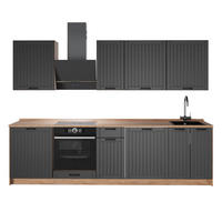 KÜCHENZEILE Fame-Line, Dunkelgrau/Goldkraft Eiche, 280 cm, AP Eiche - Honigeiche/Dunkelgrau, Holzwerkstoff (280/206.8/60cm) - Vicco