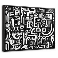 LEINWAND Bilder mit Rahmen - Symbole - Abstrakt - Grafik - Schwarz - 40x30 - Schwarz, Textil (40/30cm) - MuchoWow