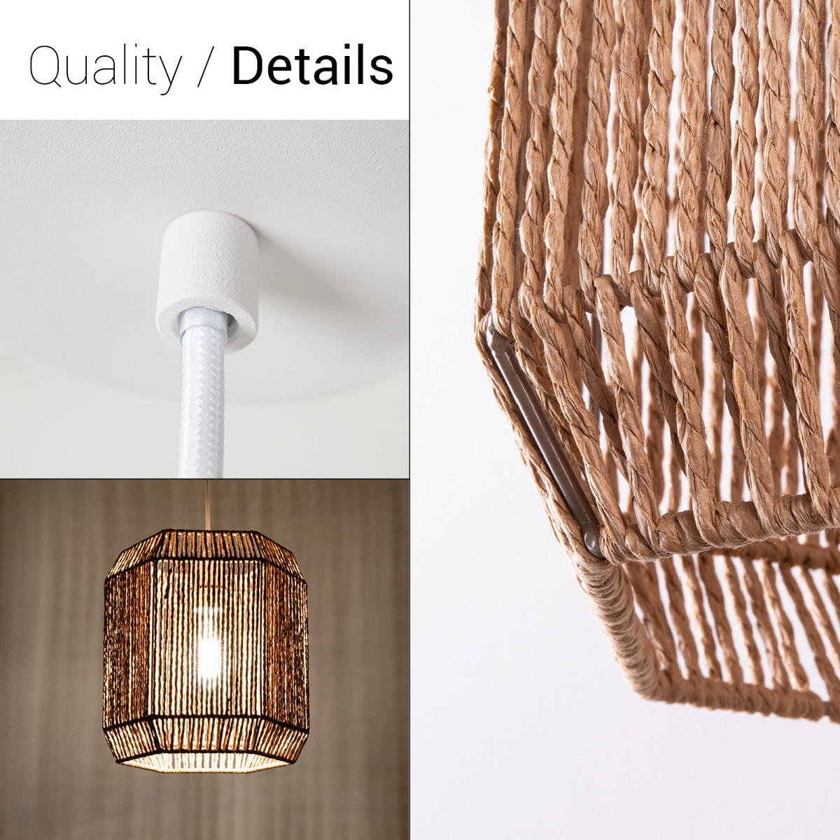 PENDELLEUCHTE Hugo Pd1 Pepe - Naturfarben, Metall (24/21/29cm) - Paco Home