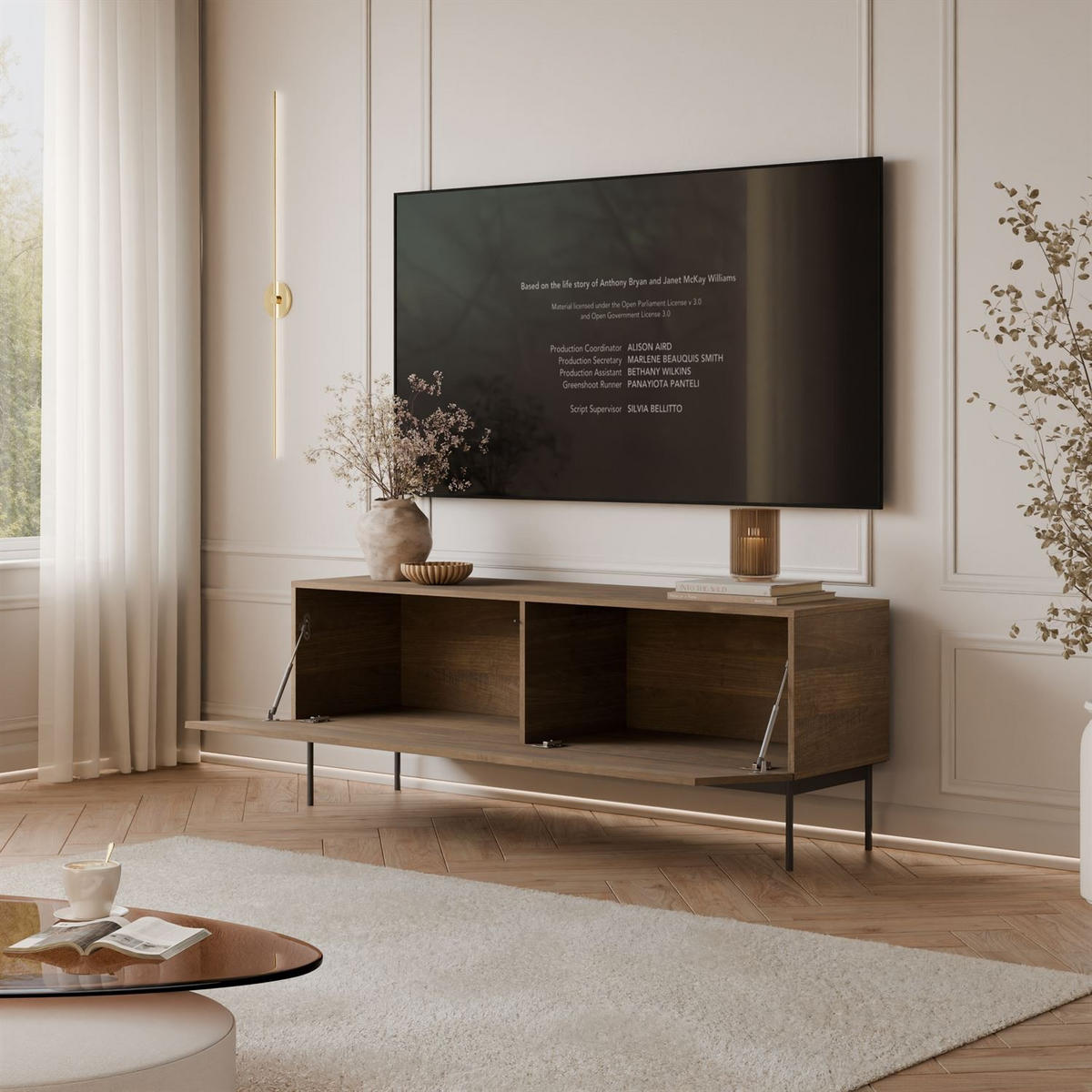 TV-UNIT COLGANTE in Nussbaum, 150 cm, auf Gestell LED - Nussbaumfarben, Holzwerkstoff (150/56/40cm) - Lookway