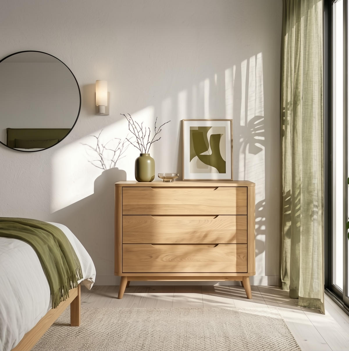 KOMMODE Nora, Natur Massiveiche - Beige, Holz (45/75/100cm) - WOODEK