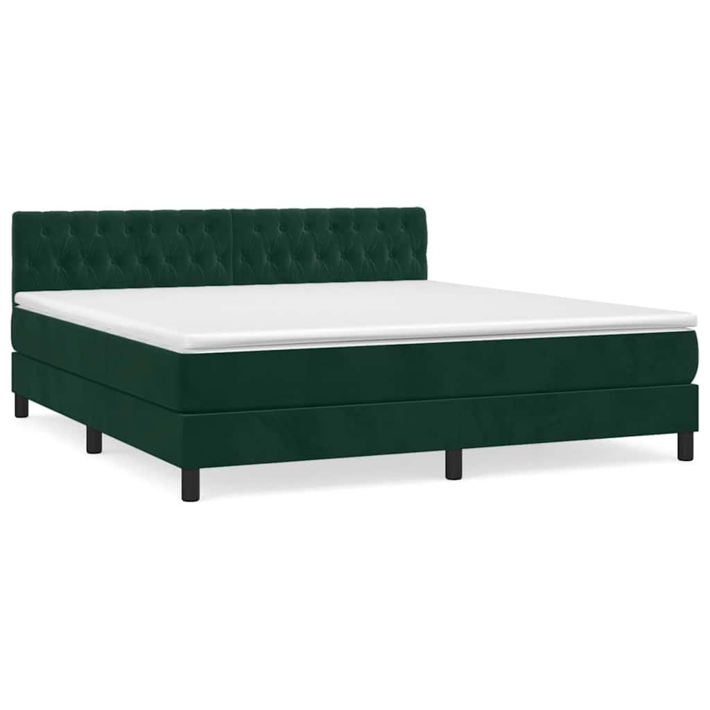 BOXSPRINGBETT Mit Matratze Dunkelgrün 180/200 Cm Samt - Grün, Textil (180/200cm) - vidaXL