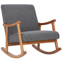 SCHAUKELSTUHL Morello Stoff, Gestell Kautschukhokz Walnuss Hellgrau - Walnussfarben/Grau, Holz/Textil (67/82/92cm) - TPFLiving