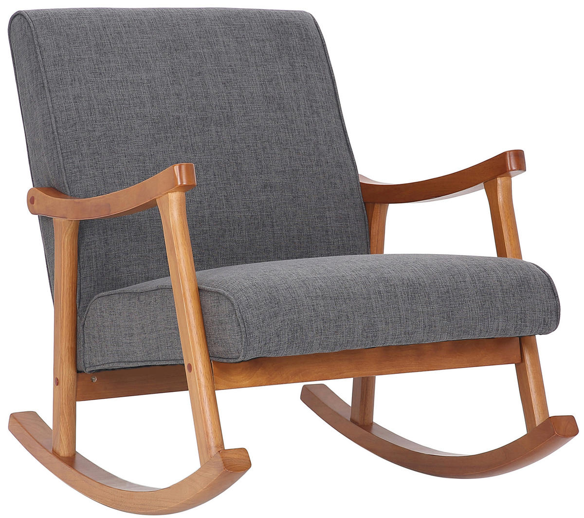 SCHAUKELSTUHL Morello Stoff, Gestell Kautschukhokz Walnuss Hellgrau - Walnussfarben/Grau, Holz/Textil (67/82/92cm) - TPFLiving