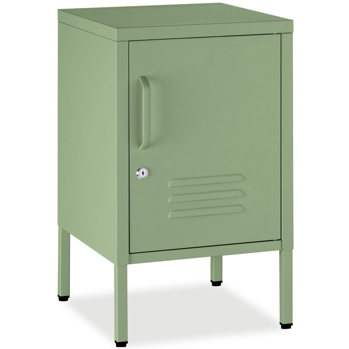 NACHTSCHRANK Baker, Kippschutz, höhenverstellbare Füße, salbeigrün - Salbeigrün, Metall (35/60.5/42.5cm) - tectake