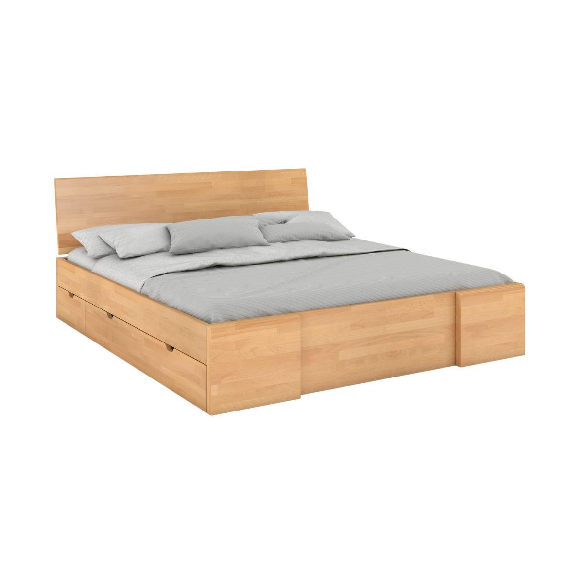 MASSIVHOLZBETT Hessler mit Schubladen, Buche - lackiert, Naturfarben, 180x200 - Buchefarben, Holz/Buchenholz (180/200cm) - Visby