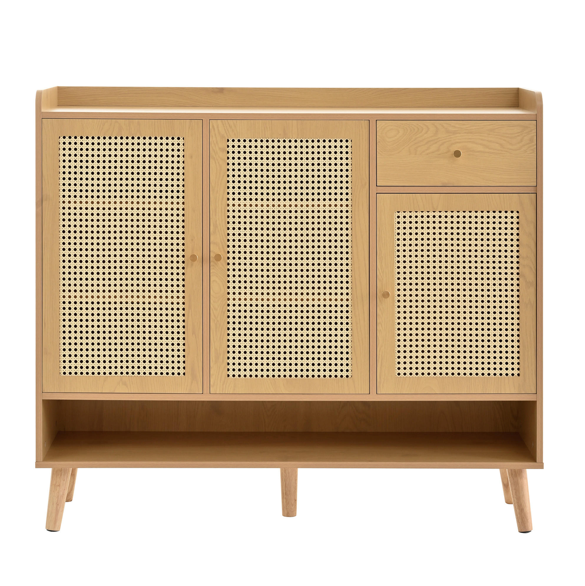 SCHUHSCHRANK 120/35/106 cm mit 3 Türen, 1 Schublade und natürlicher Optik - Naturfarben, Holzwerkstoff (120/106/35cm) - BEAOK