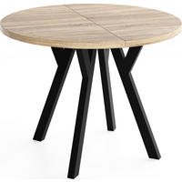 ESSTISCH Vero rund ausziehbar verlängerbar, Eiche Sonoma Hellbraun 90-190/90/77 cm - Schwarz/Sonoma Eiche, Holz/Holzwerkstoff (90/90/77cm) - WFL GROUP