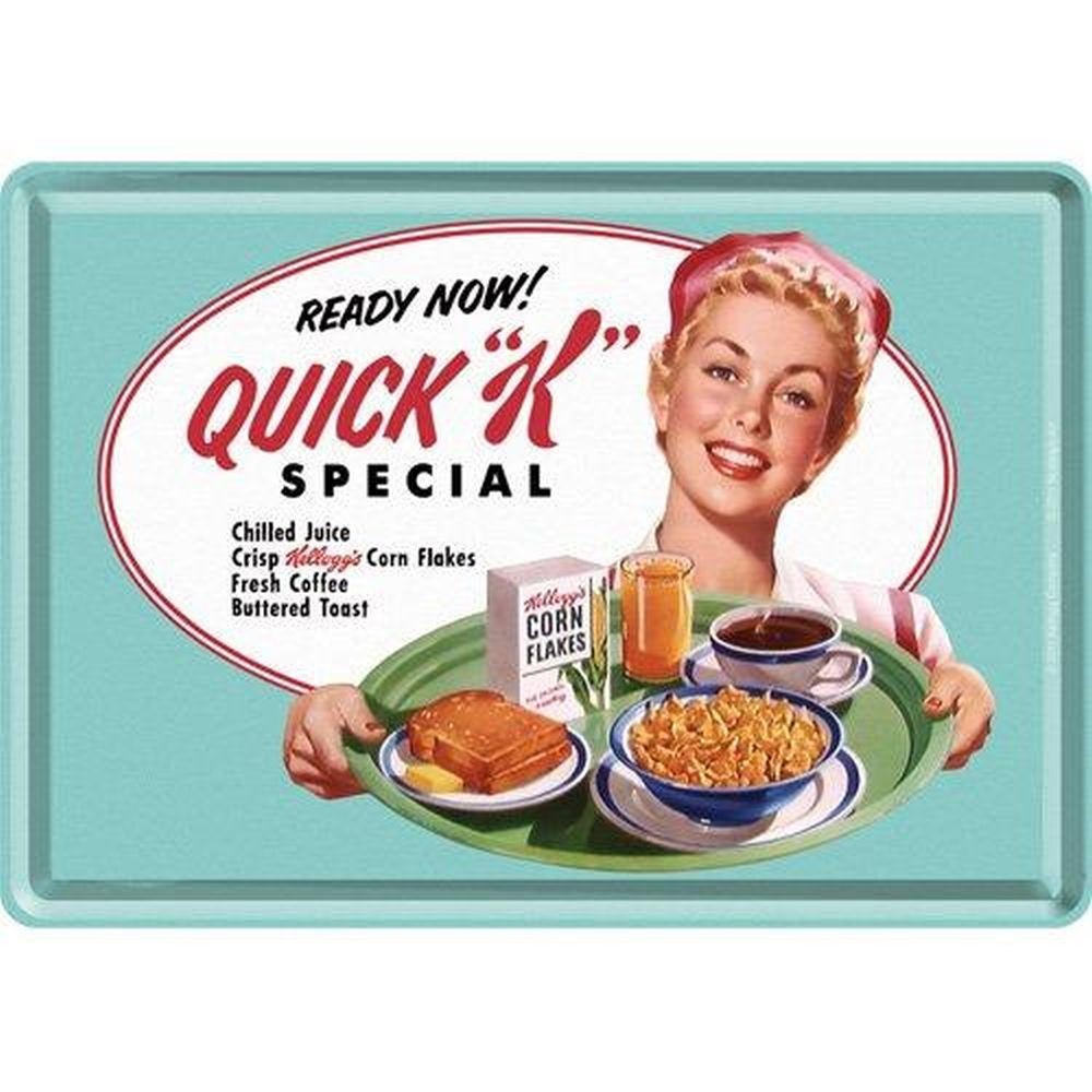 MINIBLECHSCHILD 10/14 cm Kellogg's Quick K Menu - Multicolor, Metall (14/10/0.1cm) - Nostalgic-Art