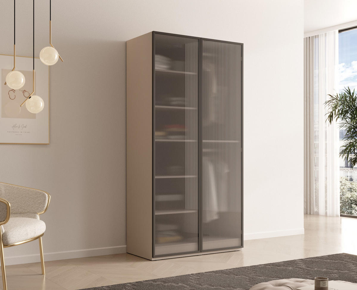 DREHTÜRENSCHRANK ATELIO 101/200/51 cm Modern Kleiderschrank 2-türig Kaschmir - Kaschmir, Holzwerkstoff (101/200/51cm) - MASSENO