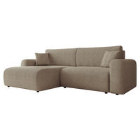 ECKSOFA Floryn L Cord - Beige/Schwarz, Holz/Kunststoff (245/145cm) - MIRJAN24
