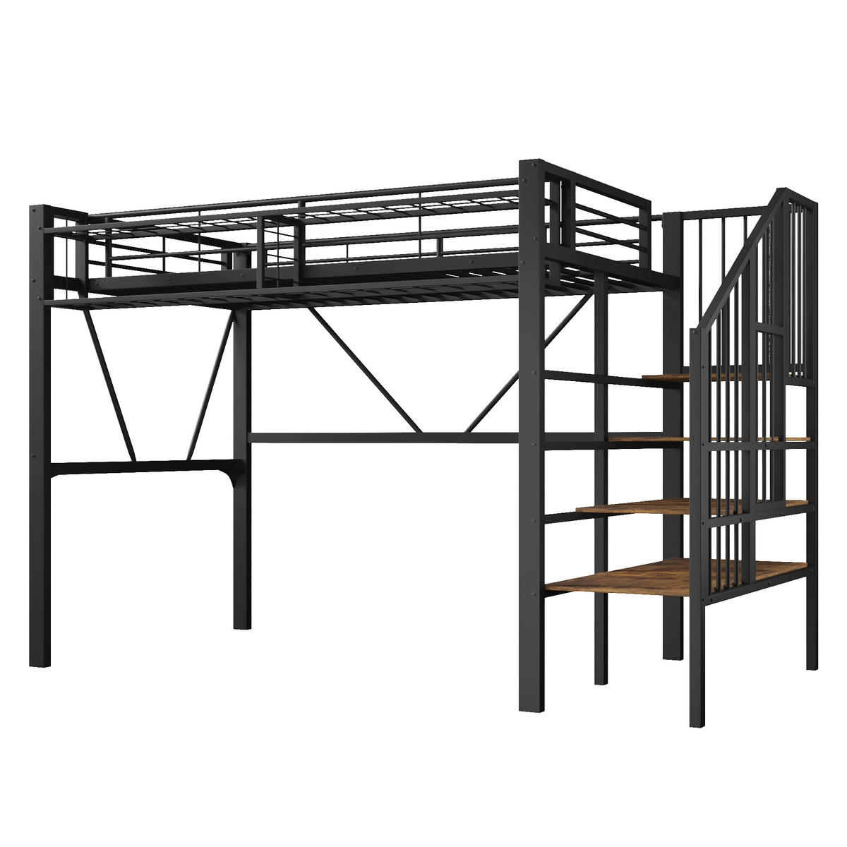 HOCHBETT 90/200 cm in Schwarz mit LED und Stauraum - Schwarz, Holzwerkstoff/Metall (90/200cm) - WISHDOR