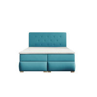 BOXBETT LUPIN, 160 x 200 cm, Double Bed für Schlafzimmer, Elegant Matratze und Bettkasten, Türkis - Türkis, Holz/Textil (160/200cm) - Trada
