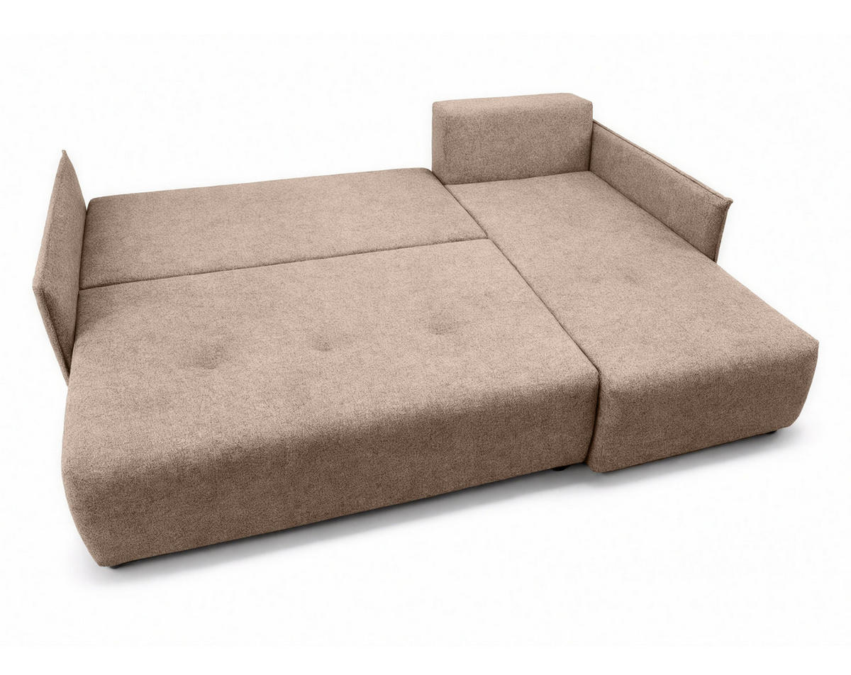 ECKSOFA L Form Damascus Creme 212/143/88 cm Rechts mit Schlaffunktion - Creme/Schwarz, Kunststoff/Textil (212/143cm) - AX Living
