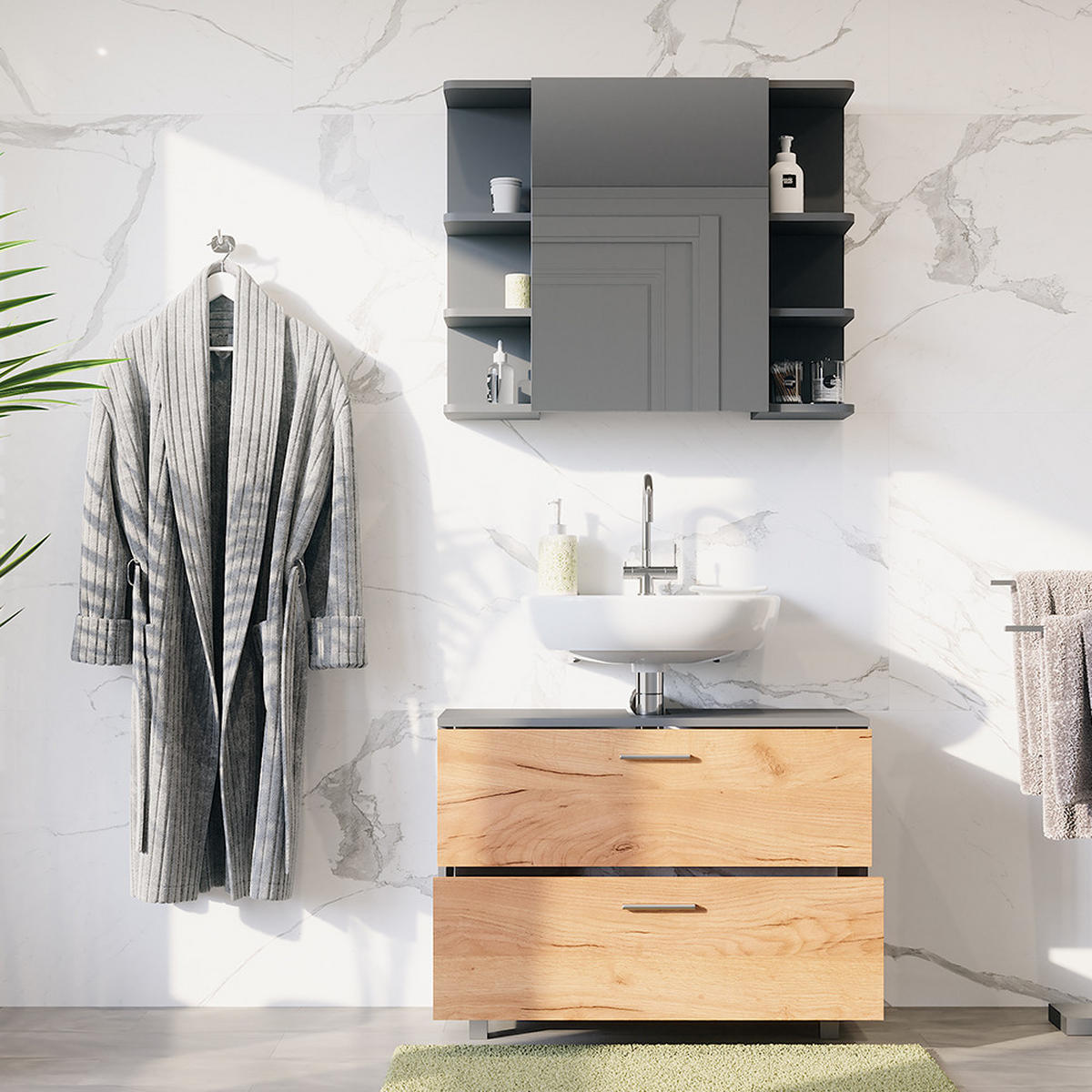 Honigeiche/Anthrazit, Holzwerkstoff (80/60.8/33cm) - Vicco