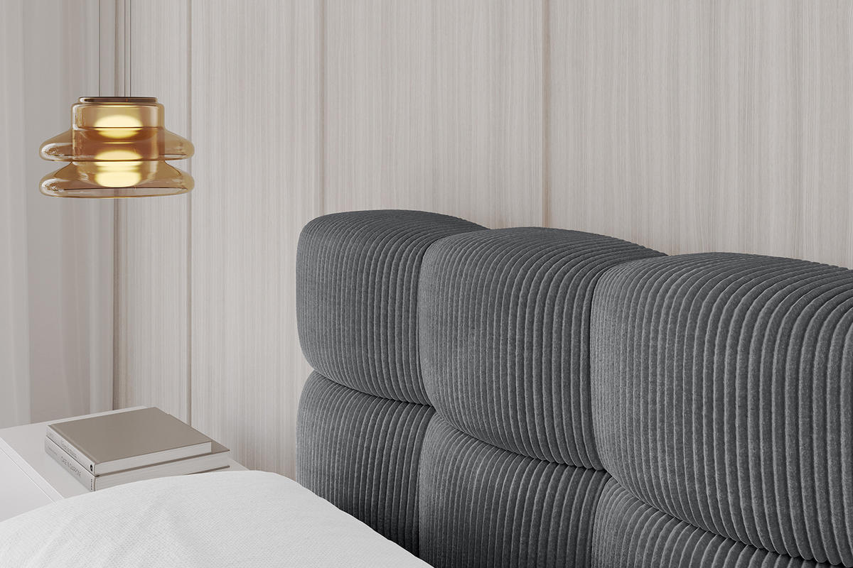 POLSTERBETT mit Bettkasten und Lattenrost, Bett mit Matratze H3/H4 - LEYA-v1 180x200 Dunkelgrau - Dunkelgrau, Holzwerkstoff/Textil (180/200cm) - ALTDECOR