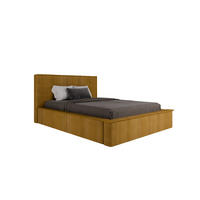 POLSTERBETT SANA 140x200cm Elegantes Polsterbett für modernen Wohnstil , 7-Zonen-Taschenfederkernmatratze mit kokos ARLAN (21 cm), Currygelb - Currygelb, Holz (140/200cm) - Panda Möbel