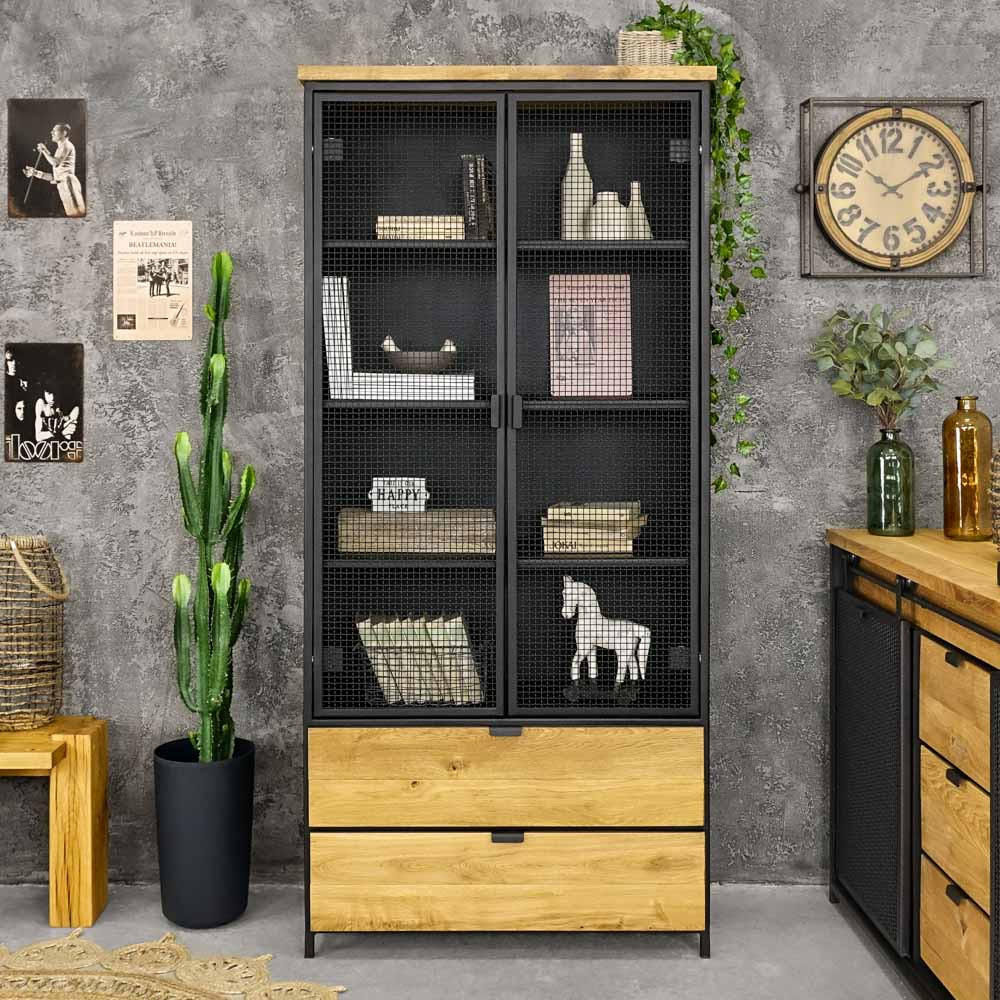 BÜCHERREGAL aus Massivholz STRONG - Honigeiche/Schwarz, Holz (90/195/40cm) - Seart