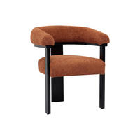 STUHL mit Armlehnen - Bouclé-Stoff & Kautschukholz - Terracotta & Schwarz - LIVELIA - Dunkelorange, Textil (64/78/60cm) - Vente-Unique